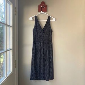 Maurices Black & White Polka Dot Vintage Style V Neck Midi Dress M